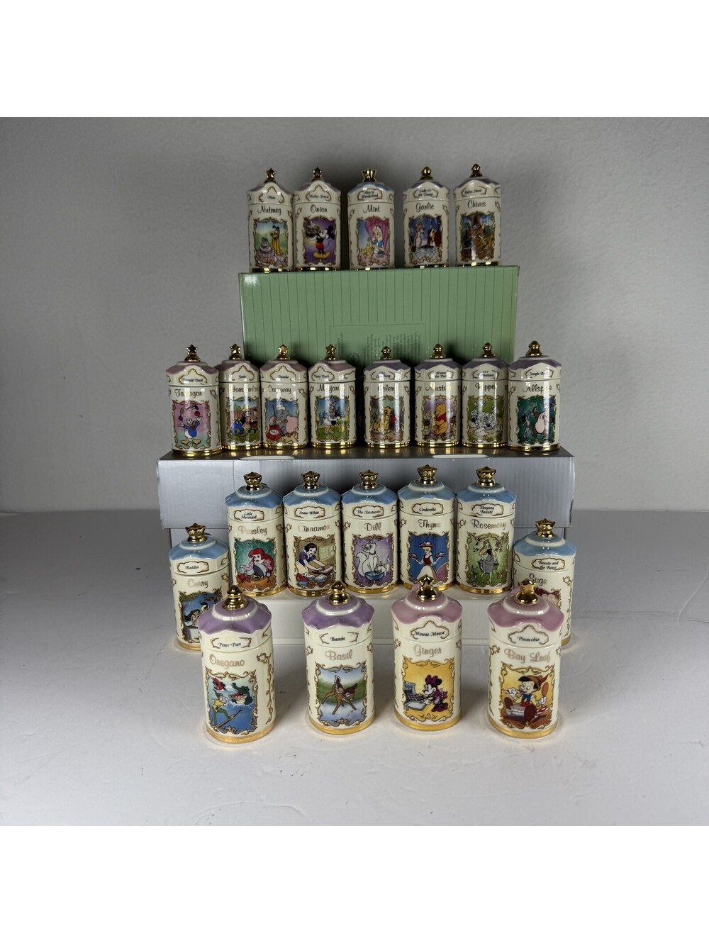 Lenox Walt Disney Spice Jar Collection 24 Pc Set Fine Porcelain S-12